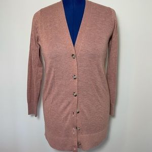 LOFT Wool Blend Cardigan Sweater Medium V-Neck Dusty Rose
